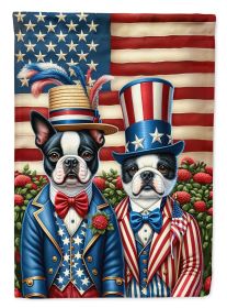 All American Boston Terrier House Flag Large Porch Sleeve Pole Decorative Outside Yard Banner Artwork Wall Hanging, Polyester (Default: Default)