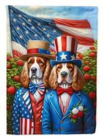 All American Clumber Spaniel House Flag Large Porch Sleeve Pole Decorative Outside Yard Banner Artwork Wall Hanging, Polyester, Multicolor (Default: Default)