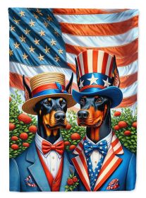 All American Doberman Pinscher House Flag Large Porch Sleeve Pole Decorative Outside Yard Banner Artwork Wall Hanging, Polyester (Default: Default)