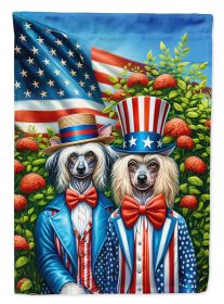 All American Chinese Crested House Flag Large Porch Sleeve Pole Decorative Outside Yard Banner Artwork Wall Hanging, Polyester, House Size (Default: Default)