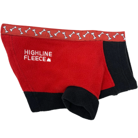 Highline Fleece Dog Coat (Color: Red and Black with Rolling Bones, size: Size 12LC)