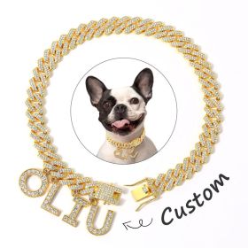 Luxury Alloy Dog Firewood Walking Collar (Option: Glod-35cm)