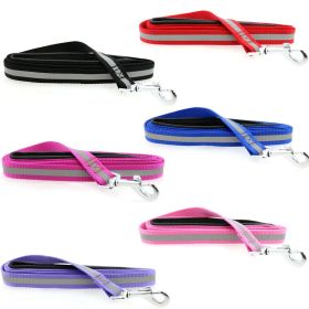 Reflective Nylon Leash with Soft Grip Handle (Color: Black, size: 3/4 in. Wide x 5 ft. Long)