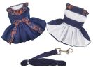 Navy Dog Dress with Plaid Ruffles