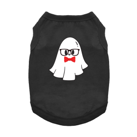 Nerdy Ghost Dog Shirt (Color: Jet Black, size: X-Small)