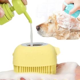 Bathroom Puppy Big Dog Cat Bath Massage Gloves Brush Soft Safety Silicone Pet Accessories for Dogs Cats (Color: Yellow, size: 8.5x7.9x5.5cm)