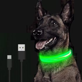 LED Glowing Dog Collar Rechargeable Luminous Collar Adjustable Small to X-Large Dog Night Light Collar (Color: Orange Battery, size: XS)