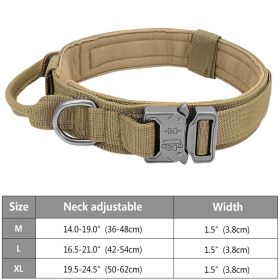 Tactical Pet Collar; Dog Collar With Handle; Military Heavy Duty Dog Collars For Medium to X-Large Dogs (Color: Khaki, size: XL)