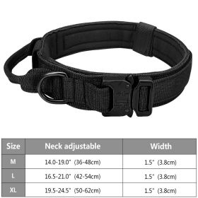 Tactical Pet Collar; Dog Collar With Handle; Military Heavy Duty Dog Collars For Medium to X-Large Dogs (Color: Black, size: L)