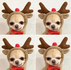 Christmas Winter Warm Clothing Cute Plush Coat Hoodies Pet Costume Jacket For Puppy Cat French Bulldog Chihuahua Small Dog Clothing (Color: Coffee, size: S)