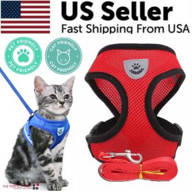 Dog Pet Harness Adjustable Control Vest Dogs Reflective S, M, L, XL Leash (Color: Red, size: M)