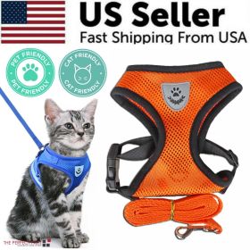 Dog Pet Harness Adjustable Control Vest Dogs Reflective S, M, L, XL Leash (Color: Orange, size: S)