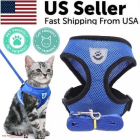 Dog Pet Harness Adjustable Control Vest Dogs Reflective S, M, L, XL Leash (Color: Blue, size: S)