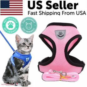Dog Pet Harness Adjustable Control Vest Dogs Reflective S, M, L, XL Leash (Color: Pink, size: XL)