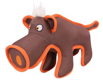 Pet Life Animal Dura-Chew Reinforced Stitching Durable Water Resistant Plush Chew Tugging Dog Toy (Color: Brown)
