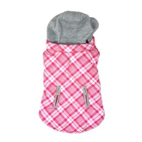 Weekender Dog Sweatshirt Hoodie (Color: Pink & White Plaid, size: X-Small)